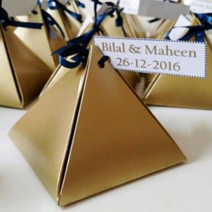 Pyramid Box Favor Gift Box for Weddings, Baby Showers, and Birthdays.