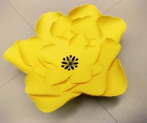 2 ft Yellow Paper Flowers Wall Decor
