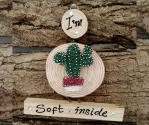 Cactus String Art: 'I'm Soft Inside' Mini Wall Hanging